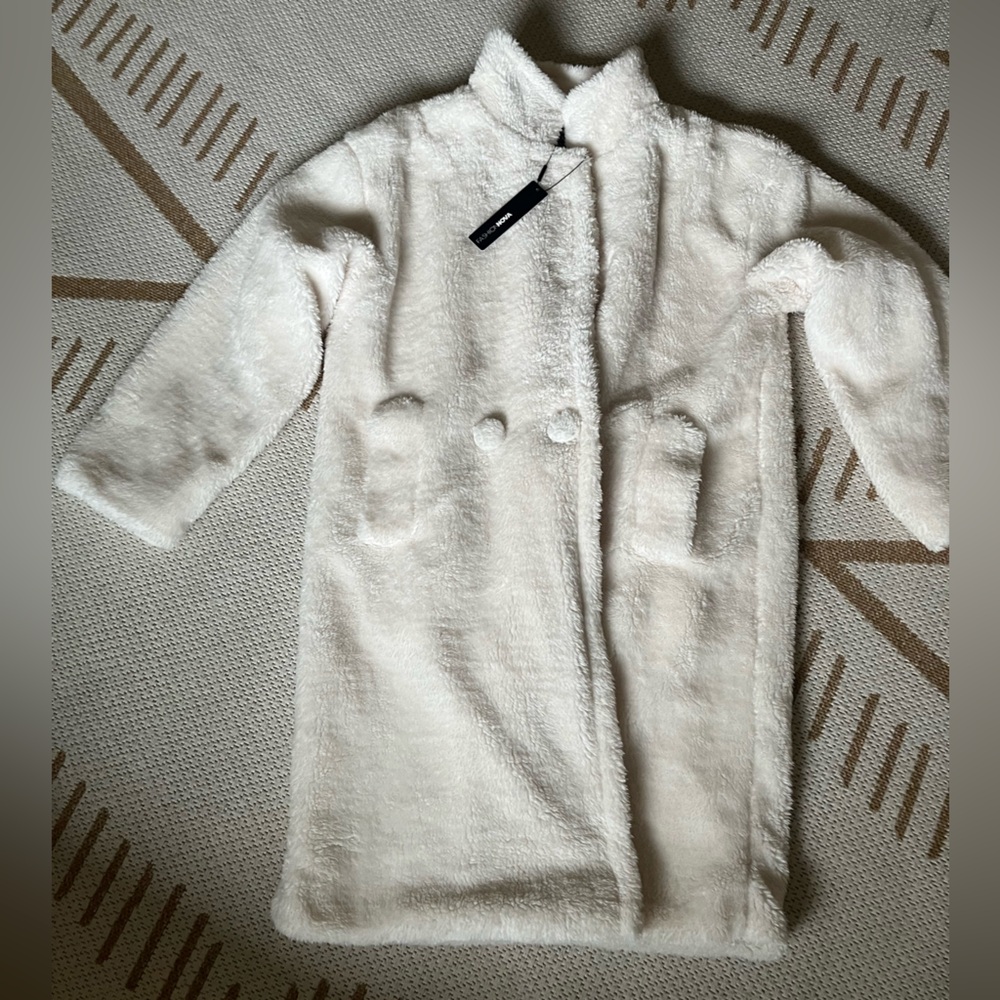 Elegant White Faux Fur Coat